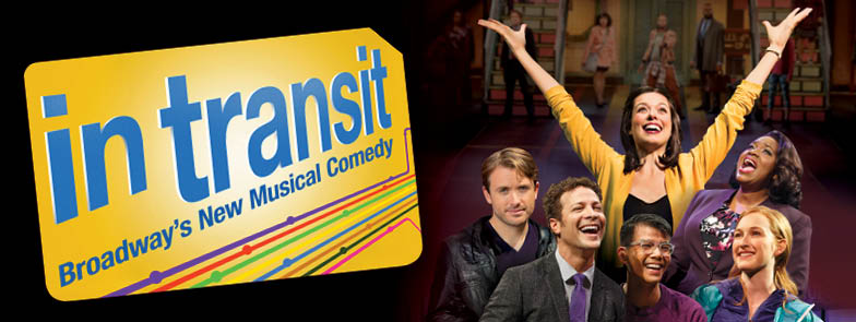 Key art for the Broadway a cappella musical In Transit with cast photo